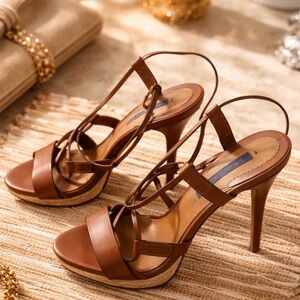 Women's Ralph Lauren Brown Strappy High Heel Sandals